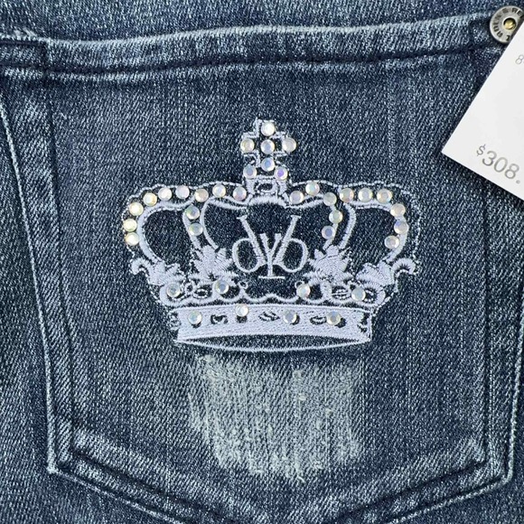 NEW Y2K Victoria Beckham R&R Embroidered Crown Pockets Madrid Bootcut Sz 31/12 - Picture 10 of 12